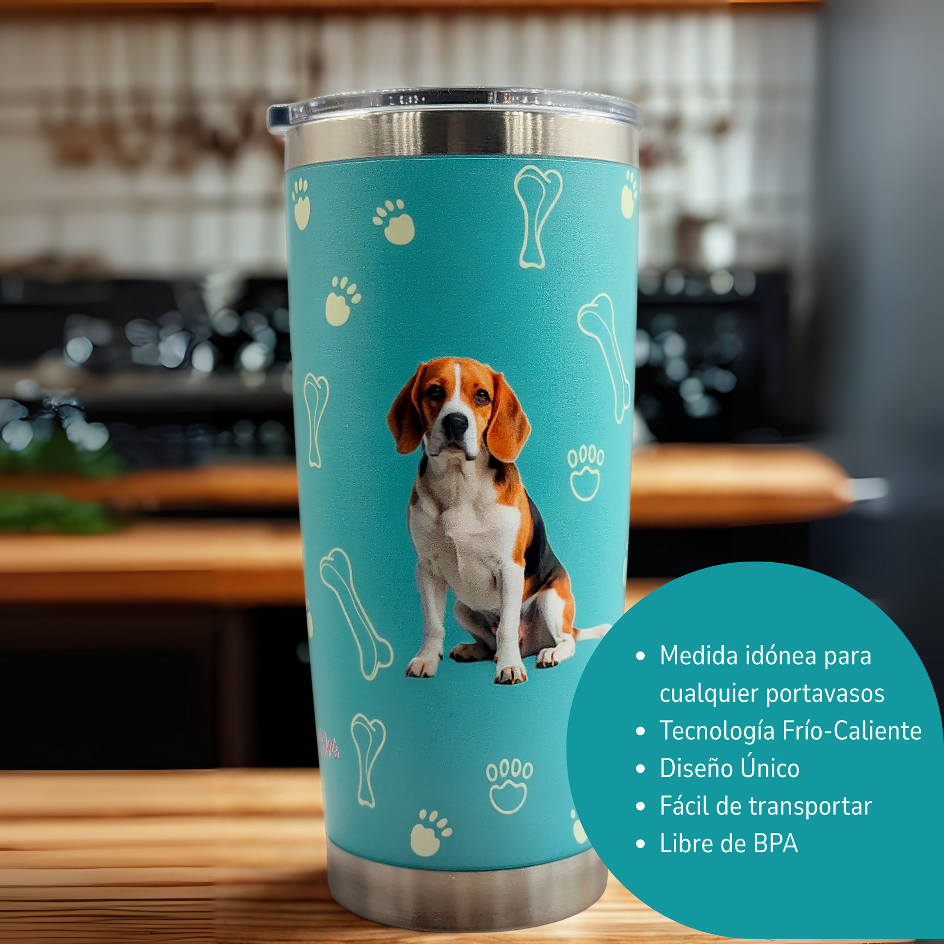 Termo de Acero Inoxidable con Diseño de Perro Beagle