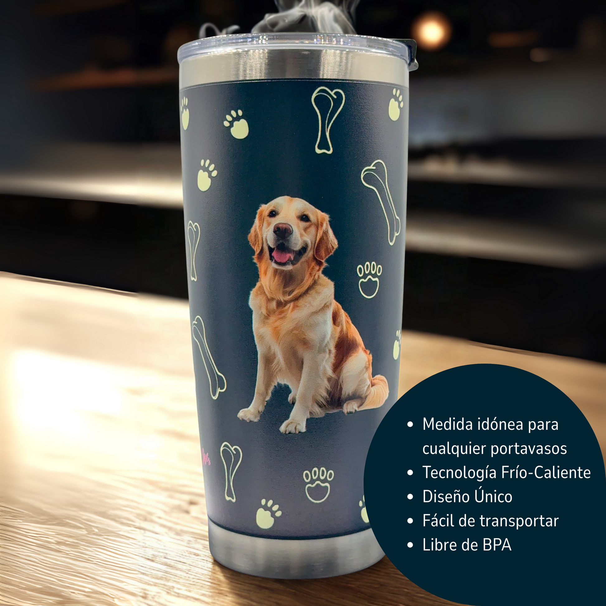 Termo de Acero Inoxidable con Diseño de Perro Labrador