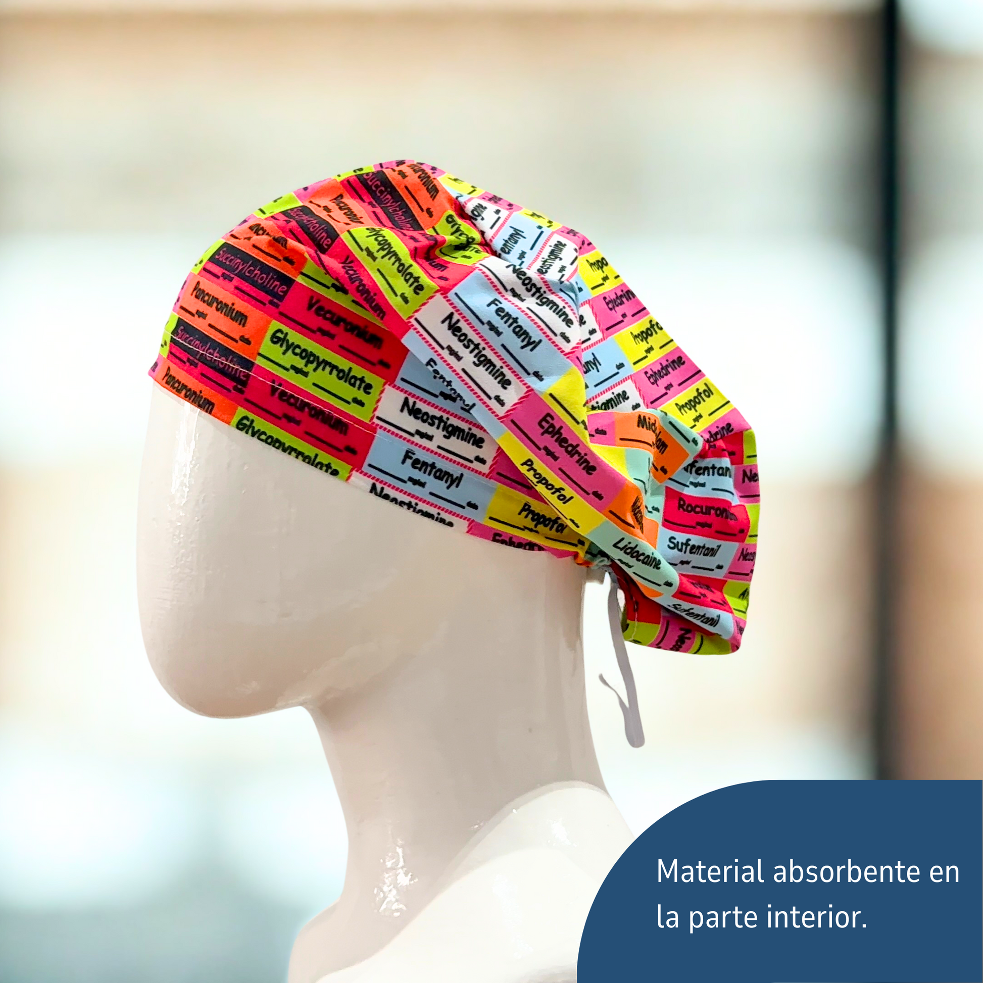 Gorro Médico Unisex - Estampado de Medicamentos