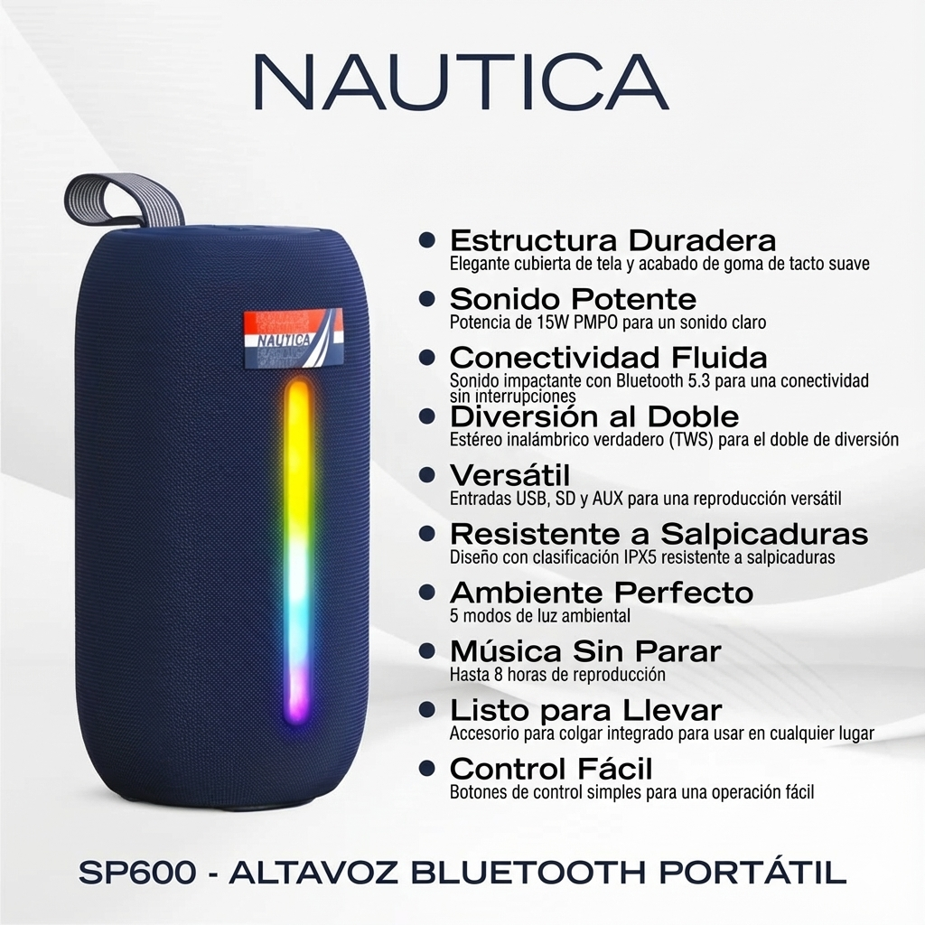 Bocina Bluetooth Náutica SP600 - Altavoz varios colores
